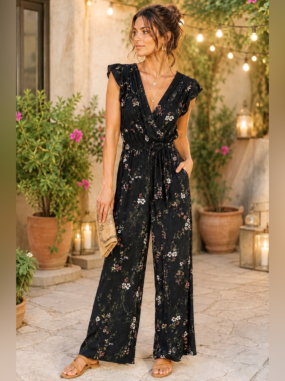 Urban Outfitters Marie Prairie Wrap Jumpsuit